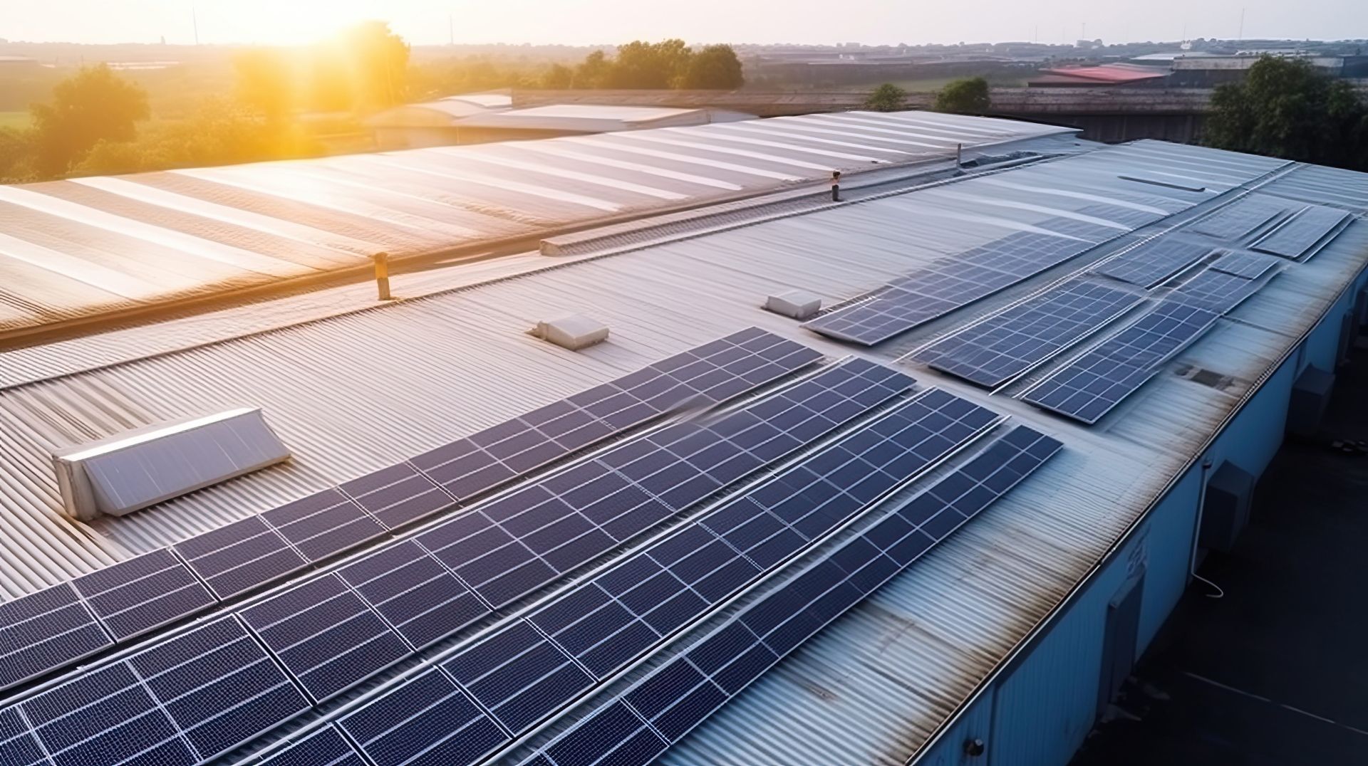 Photovoltaik-Module auf Industriegebäude